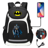 Batman Backpack Travel Backpack Batman SchoolBag With USB Charging Port